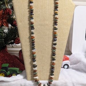 vintage multi-color semi-precious gemstone chip necklace